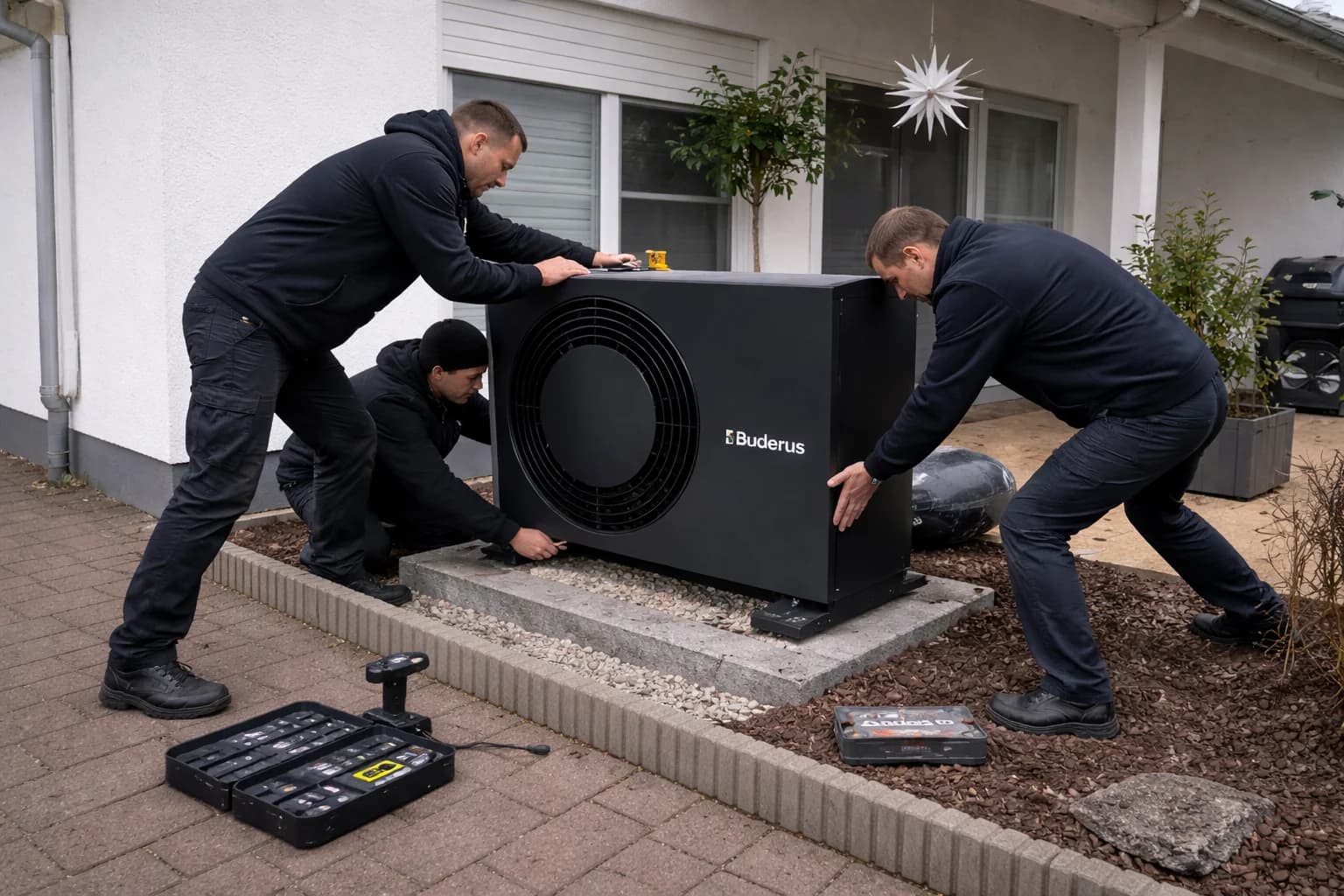 Montage einer Buderus Wärmepumpe Montage einer Buderus Wärmepumpe